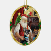 Kerstman's Duitse Herdershond #15 Keramisch Ornament (Rechts)