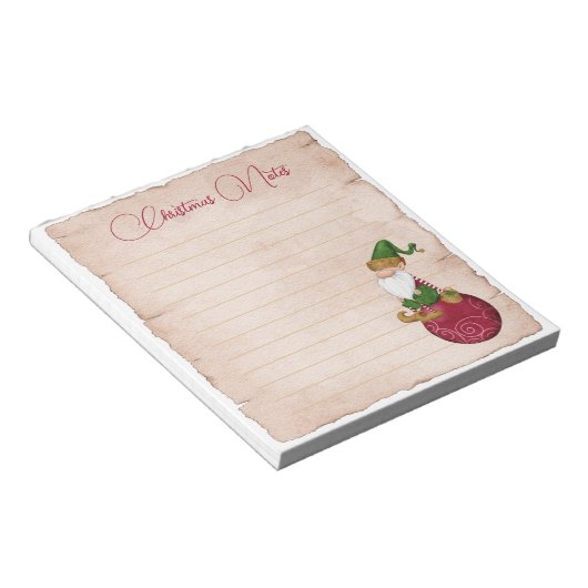 Kerstman's Elf op Ornament Notitieblok (Schuin)