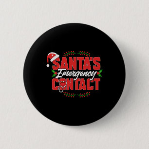 Kerstman's Emergency Contact. verpleegster Ronde Button 5,7 Cm