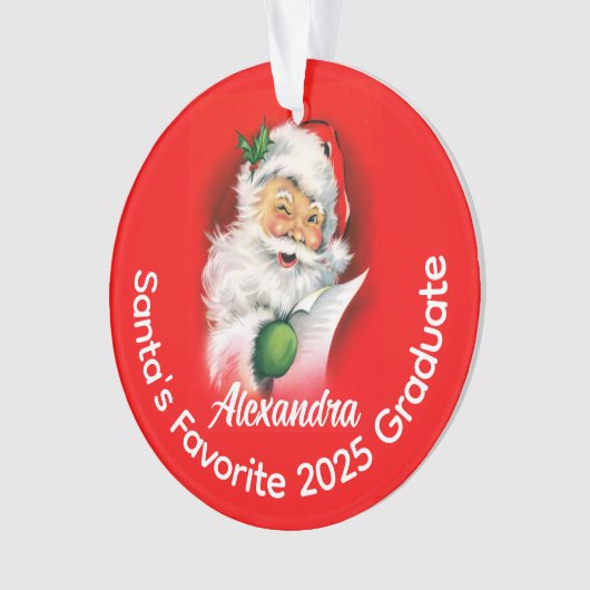 Kerstman's favoriete aangepaste gepersonaliseerde  ornament (voorkant)