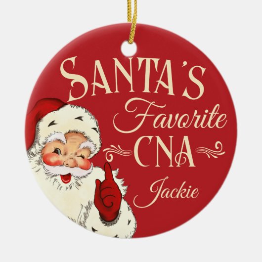 Kerstman's favoriete CNA Kerstornament Keramisch Ornament (Voorkant)