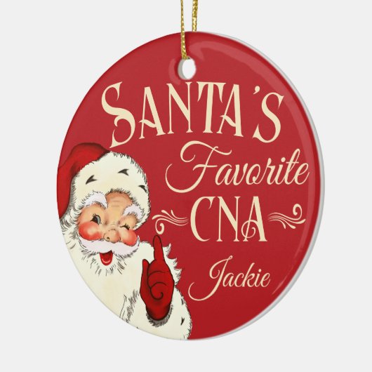 Kerstman's favoriete CNA Kerstornament Keramisch Ornament (Links)