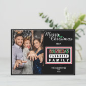 Kerstman's favoriete familie foto grappige kerst feestdagenkaart (Staand voorkant)