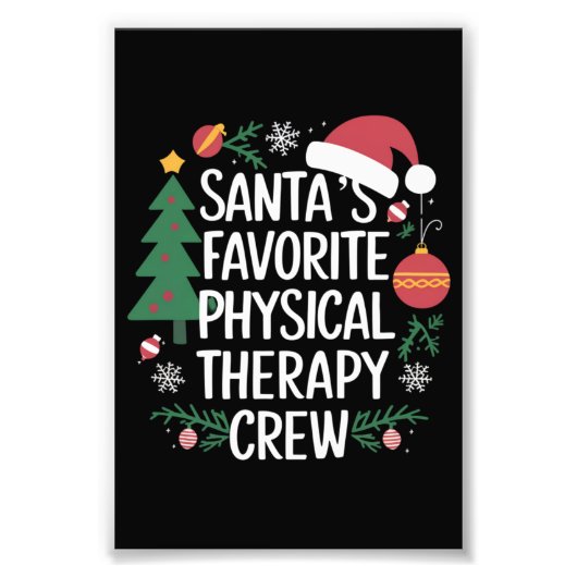 Kerstman's favoriete Fysiotherapie Crew Kerstmis Foto Afdruk (Voorkant)