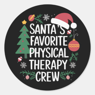 Kerstman's favoriete Fysiotherapie Crew Kerstmis Ronde Sticker