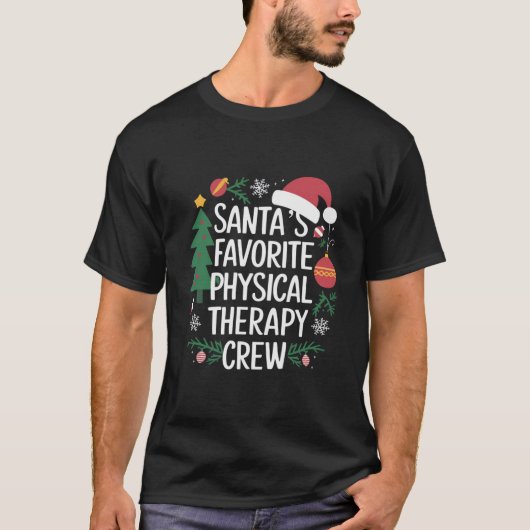 Kerstman's favoriete Fysiotherapie Crew Kerstmis T-shirt (Voorkant)