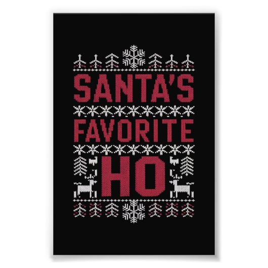 Kerstman's favoriete Ho Lelijke Kersttrui Foto Afdruk (Voorkant)