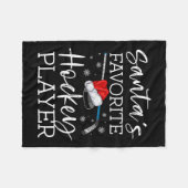 Kerstman's favoriete hockeyspeler Fun pyjama Kerst Fleece Deken (Voorkant (Horizontaal))