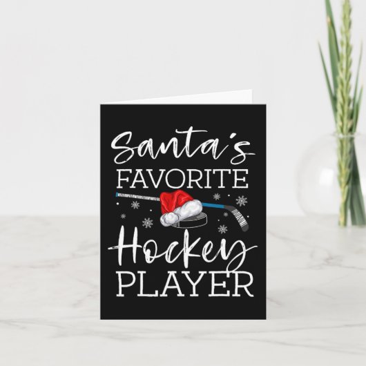 Kerstman's favoriete hockeyspeler Fun pyjama Kerst Kaart (Voorkant)