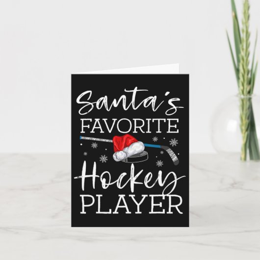 Kerstman's favoriete hockeyspeler Fun pyjama Kerst Kaart (Voorkant)
