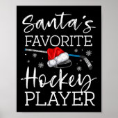 Kerstman's favoriete hockeyspeler Fun pyjama Kerst Poster (Voorkant)