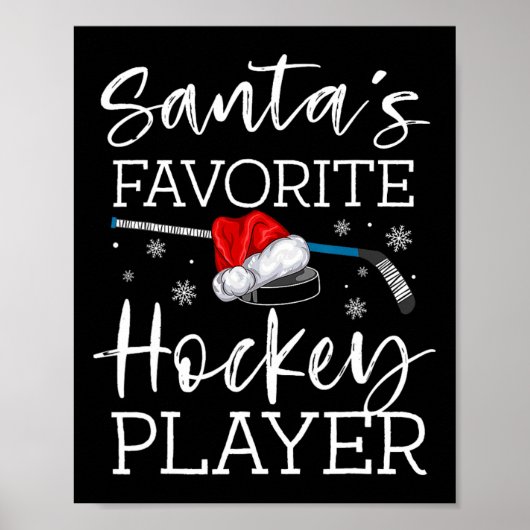 Kerstman's favoriete hockeyspeler Fun pyjama Kerst Poster (Voorkant)