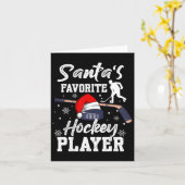 Kerstman's favoriete hockeyspeler Kerstmis Pyjama  Kaart (Gele Bloem)