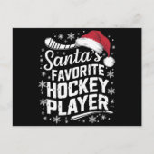 Kerstman's favoriete hockeyspeler Pyjama Kerstmis Feestdagenkaart (Voorkant)