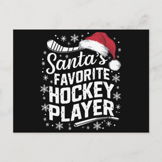 Kerstman's favoriete hockeyspeler Pyjama Kerstmis Feestdagenkaart (Voorkant)
