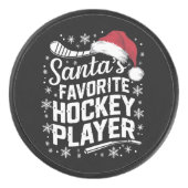 Kerstman's favoriete hockeyspeler Pyjama Kerstmis Hockey Puck (Voorkant)