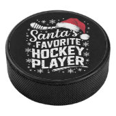 Kerstman's favoriete hockeyspeler Pyjama Kerstmis Hockey Puck (3/4)