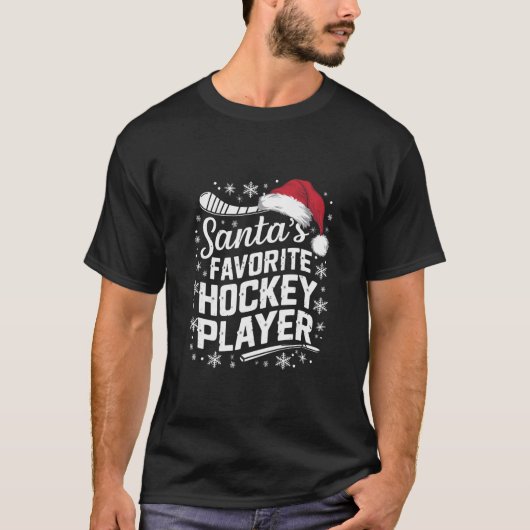 Kerstman's favoriete hockeyspeler Pyjama Kerstmis T-shirt (Voorkant)