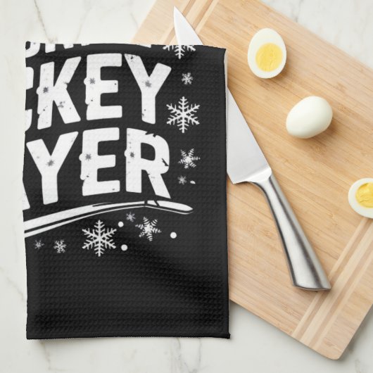 Kerstman's favoriete hockeyspeler Pyjama Kerstmis Theedoek (Quarter Fold)
