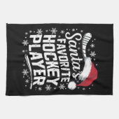 Kerstman's favoriete hockeyspeler Pyjama Kerstmis Theedoek (Horizontaal)