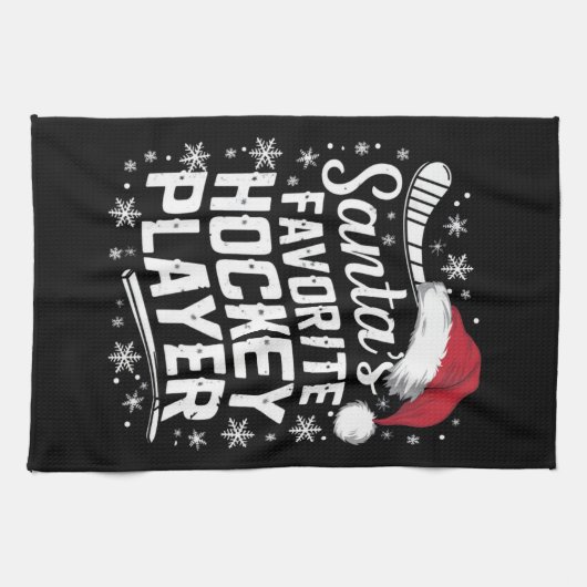 Kerstman's favoriete hockeyspeler Pyjama Kerstmis Theedoek (Horizontaal)