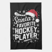 Kerstman's favoriete hockeyspeler Pyjama Kerstmis Theedoek (Verticaal)