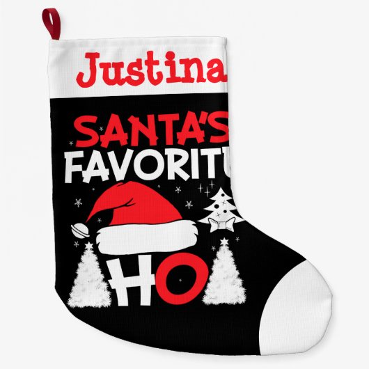 Kerstman's favoriete huis met naam grote kerstsok (Voorkant)