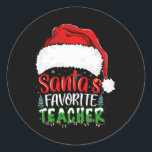Kerstman's favoriete leraar Fun Christmas Teacher Ronde Sticker<br><div class="desc">Kerstman's favoriete leraar Fun Christmas Teacher</div>