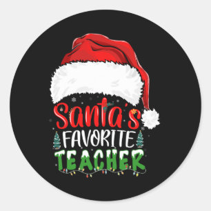 Kerstman's favoriete leraar Fun Christmas Teacher Ronde Sticker