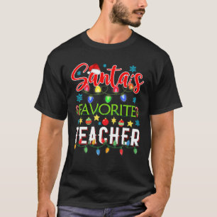 Kerstman's Favoriete Leraar Kerstverlichting Santa T-shirt