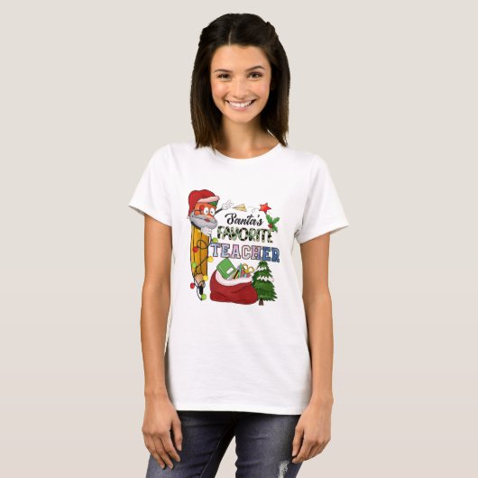 Kerstman's favoriete leraar t-shirt (Voorkant volledig)