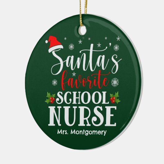 Kerstman's favoriete school verpleegkundige kerstc keramisch ornament (Links)