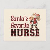 Kerstman's favoriete verpleegster, Kerstmis dank u Feestdagenkaart (Voorkant)