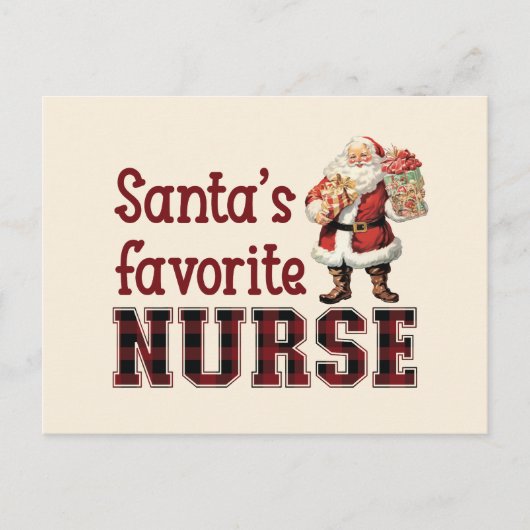 Kerstman's favoriete verpleegster, Kerstmis dank u Feestdagenkaart (Voorkant)