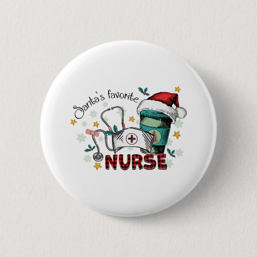 Kerstman's favoriete verpleegster Kerstmis Moeder Ronde Button 5,7 Cm (Voorkant)