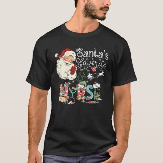 Kerstman's favoriete verpleegster Kerstschool Verp T-shirt (Voorkant)