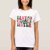 Kerstman's favoriete zuster kerst Groovy wit T-shirt (Voorkant)