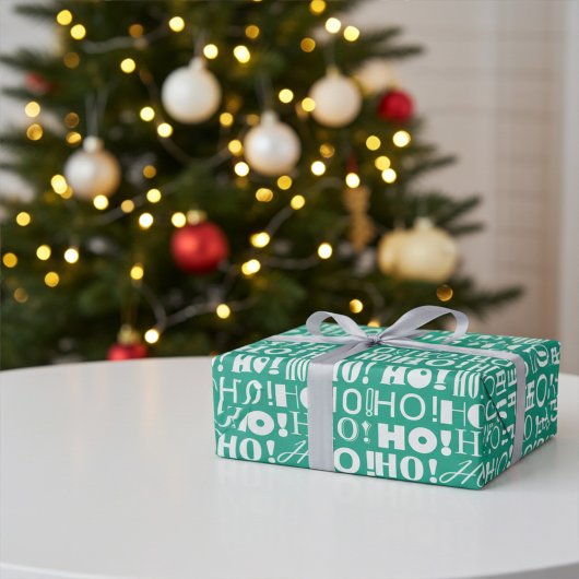 Kerstman's feestelijke HO! HO! HO! Groeten in Jade Cadeaupapier