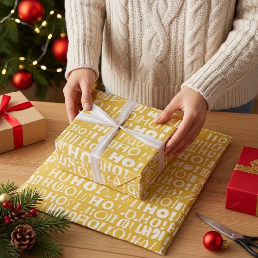 Kerstman's feestelijke HO! HO! HO! Groeten in oud Cadeaupapier