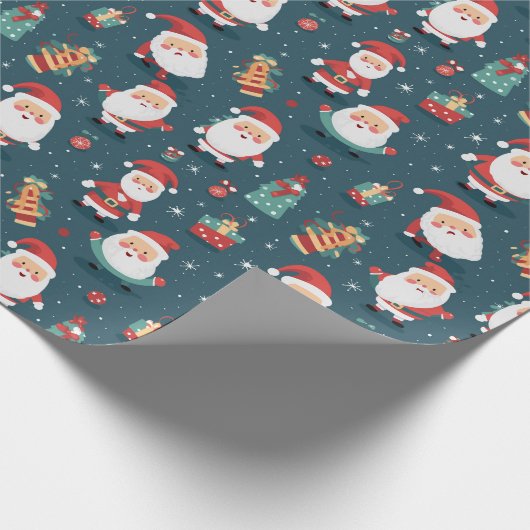 Kerstman's feestelijke parade cadeaupapier (Hoek)