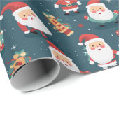 Kerstman's feestelijke parade cadeaupapier (Rol Hoek)