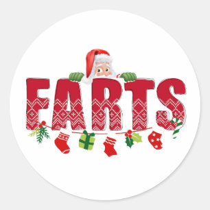 Kerstman's feestelijke scheten ronde sticker