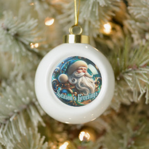 Kerstman's Feestelijke Tijd" - Classic Christmas Keramische Bal Ornament
