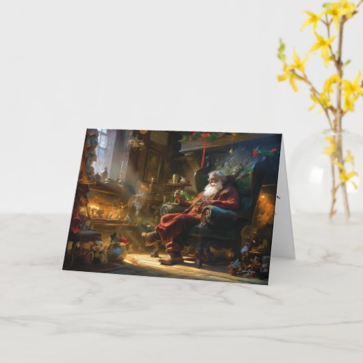 Kerstman's Gezellige Kerstvakantie Kaart (Gele Bloem)