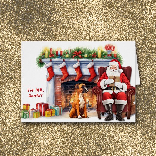 Kerstman's Gift Boxer Hond Kerstmis