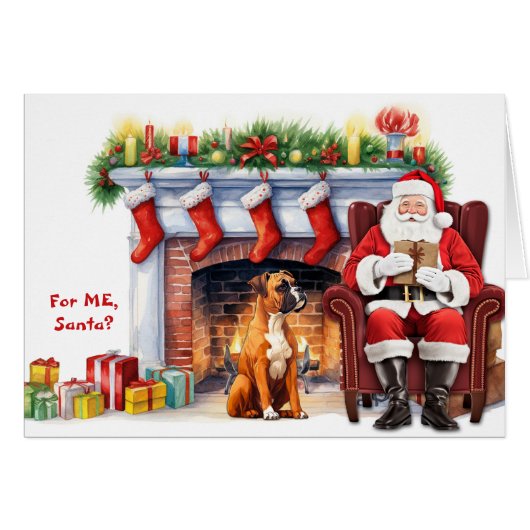 Kerstman's Gift Boxer Hond Kerstmis (Voorkant Horizontaal)