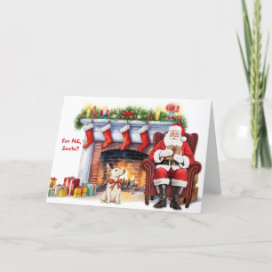 Kerstman's Gift Bull Terrier Hond Vakantie Kaart