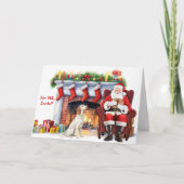 Kerstman's Gift Engels Setter Dog Schattige Kerst Feestdagen Kaart (Voorkant)