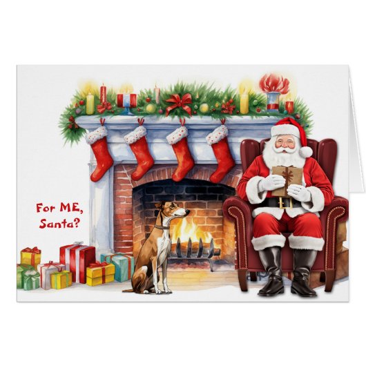 Kerstman's Gift Greyhound Hond Kerstmis (Voorkant Horizontaal)