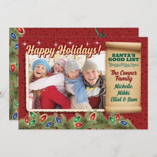 Kerstman's Goede Lijst Kerstkaarten Kaart (Voorkant / Achterkant)